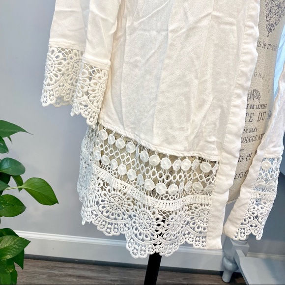 White Lace Kimono Beach Coverup Size Medium - Picture 3 of 10
